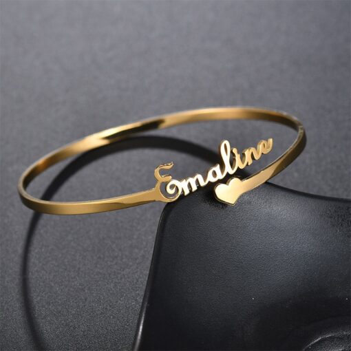 Name Bangle Down With Heart