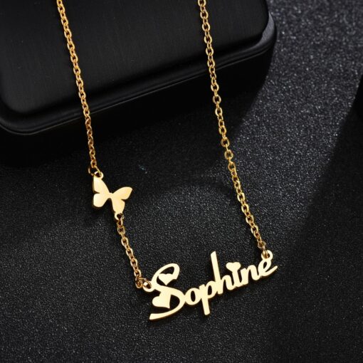 Name Necklace With Butterfly